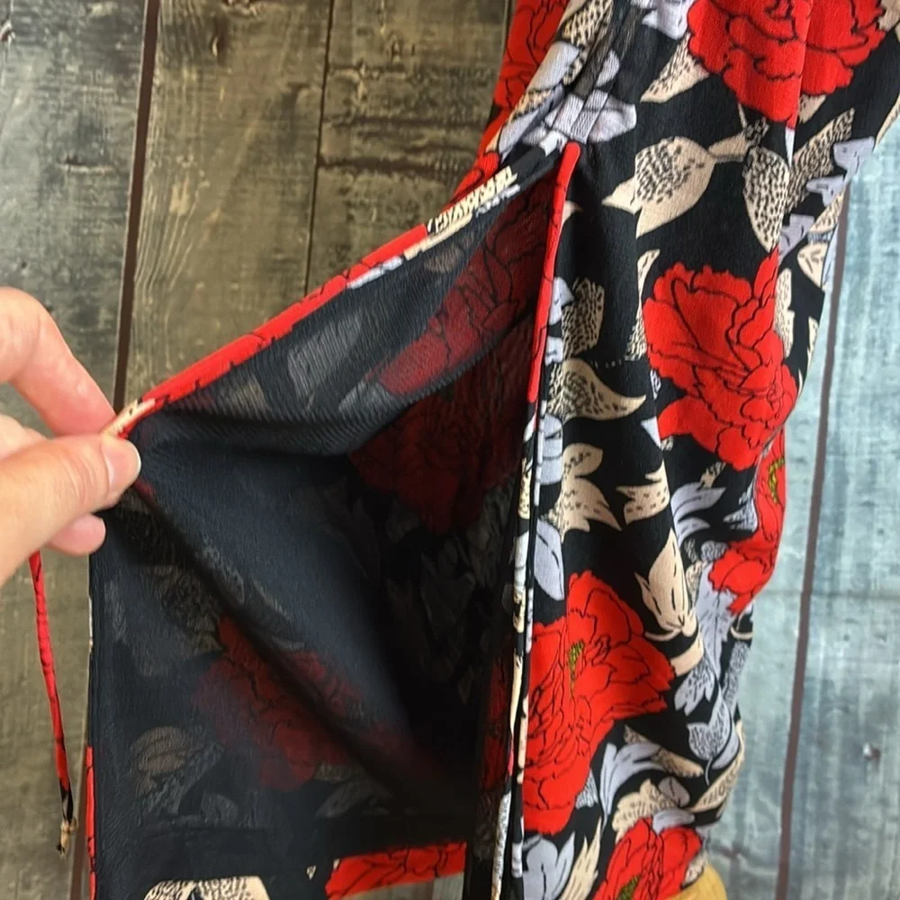 Diane Von Furstenburg Ruched One Sleeve Floral Mesh Dress Boswell Black 6 Sexy - Picture 13 of 16